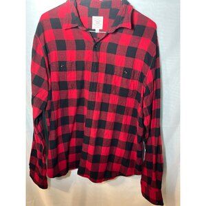 True Craft XXL Red & Black Buffalo Plaid Long Sleeve Button-Up Shirt 100% Cotton